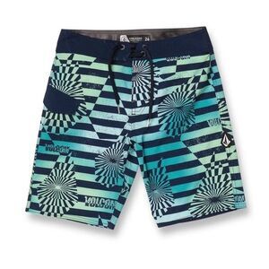 VOLCOM MOD STONE STRIPE BOARDSHORT Blue Green size 29 beach summer vacation